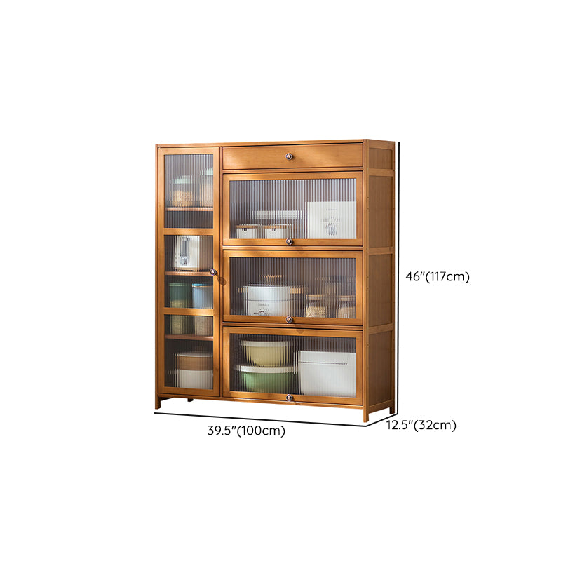 Brown Bamboo Buffet Server Contemporary Sideboard Cabinet with Drawer