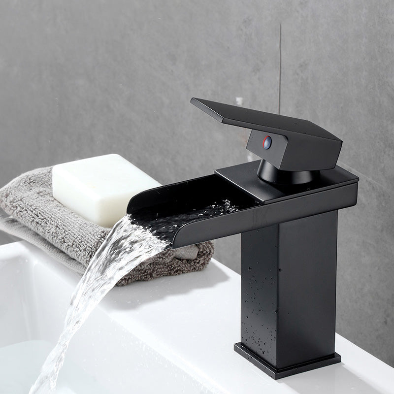 Basin Lavatory Faucet Lever Handle Waterfall Spout Bathroom Faucet