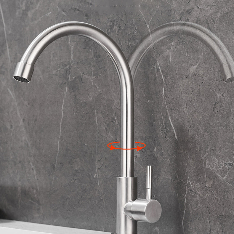 Modern Bridge Faucet Stainless Steel Swivel Spout Spray Kitchen Faucet