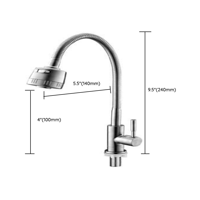 Modern Bridge Faucet Stainless Steel Swivel Spout Spray Kitchen Faucet