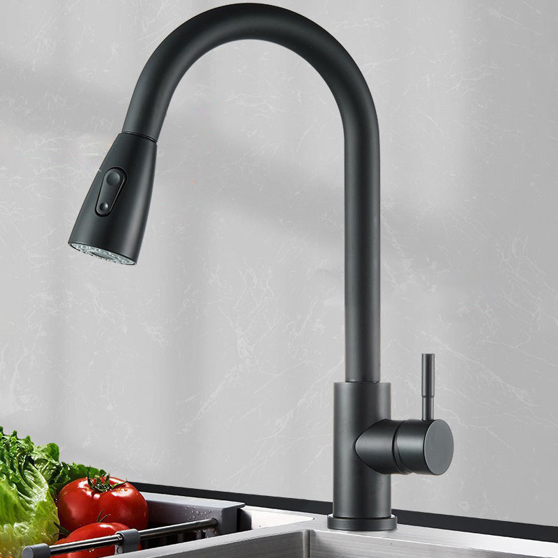 Contemporary Single Handle Kitchen Faucet 1-Hold Bar Faucet with No Sensor