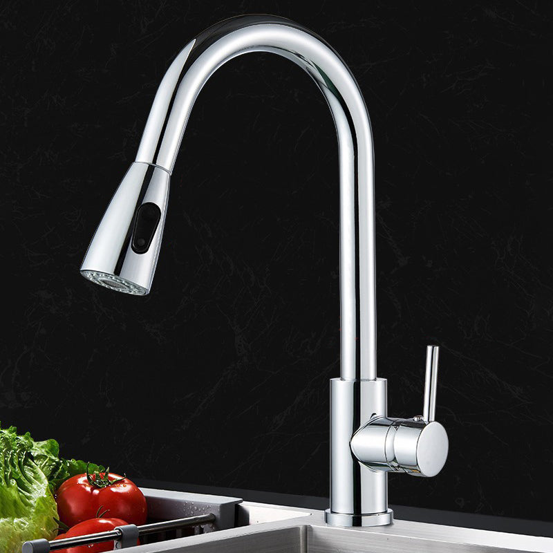 Contemporary Single Handle Kitchen Faucet 1-Hold Bar Faucet with No Sensor