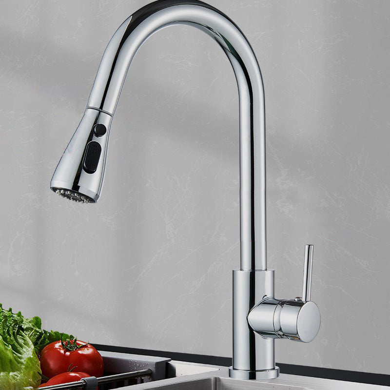 Contemporary Single Handle Kitchen Faucet 1-Hold Bar Faucet with No Sensor