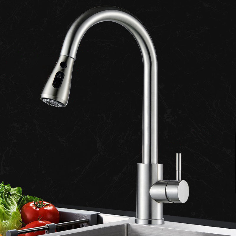 Contemporary Single Handle Kitchen Faucet 1-Hold Bar Faucet with No Sensor