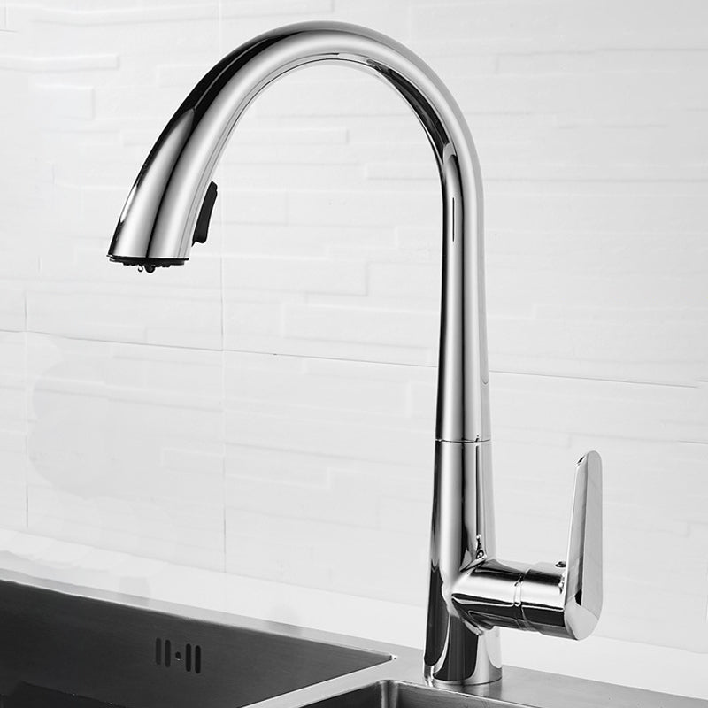 Contemporary Single Handle Kitchen Faucet 1-Hold Bar Faucet with No Sensor