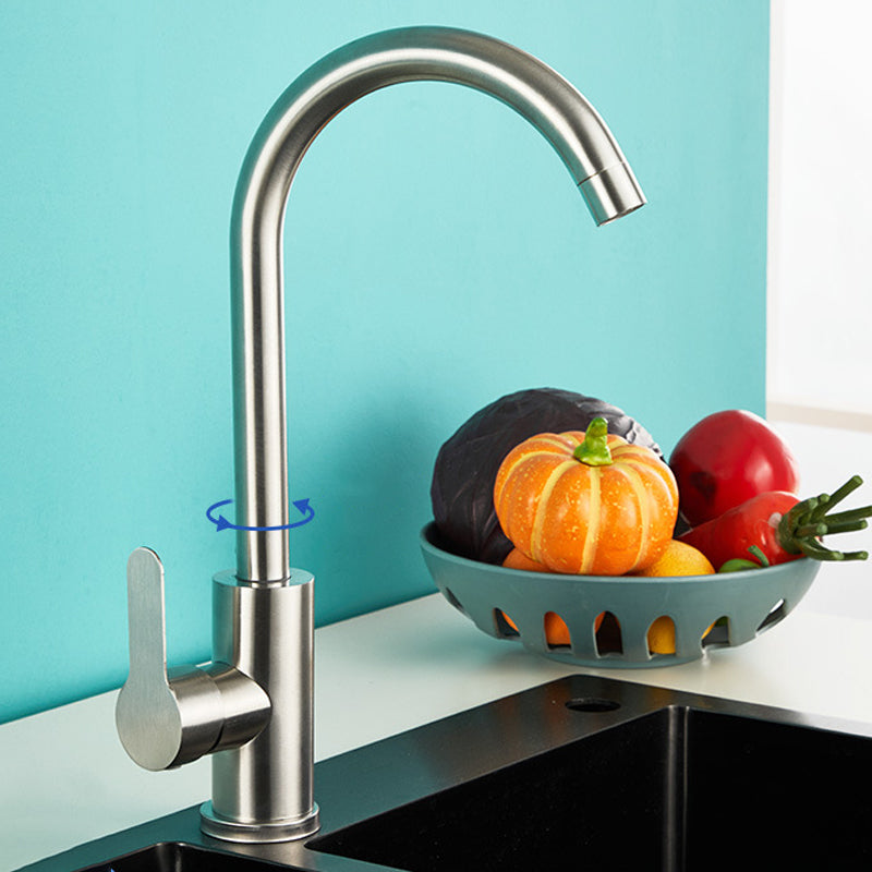 Contemporary Single Handle Kitchen Faucet 1-Hold Bar Faucet with No Sensor