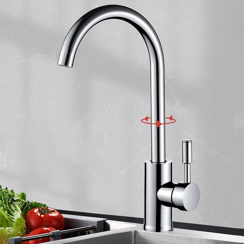 Contemporary Single Handle Kitchen Faucet 1-Hold Bar Faucet with No Sensor