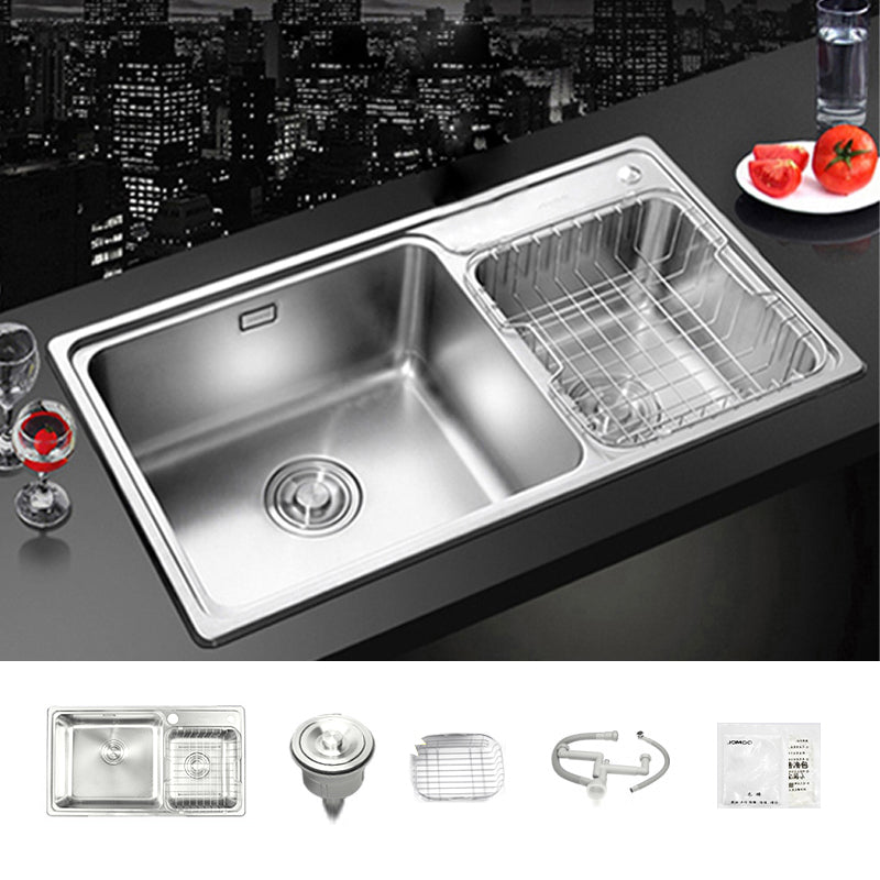 Stainless Steel Kitchen Double Sink Drop-In Kitchen Sink with Drain Assembly