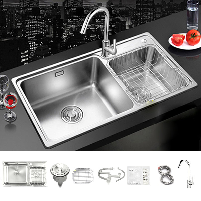 Stainless Steel Kitchen Double Sink Drop-In Kitchen Sink with Drain Assembly