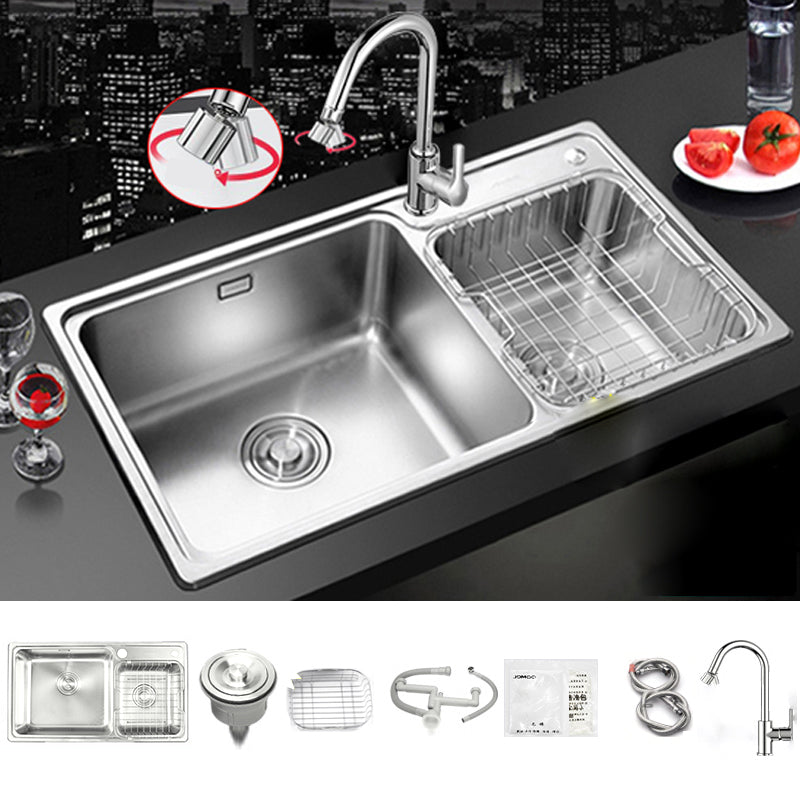 Stainless Steel Kitchen Double Sink Drop-In Kitchen Sink with Drain Assembly