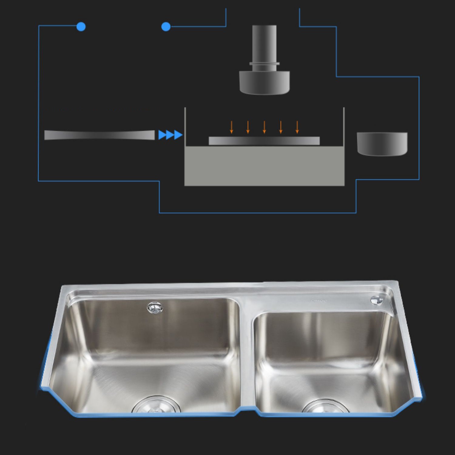 Stainless Steel Kitchen Double Sink Drop-In Kitchen Sink with Drain Assembly