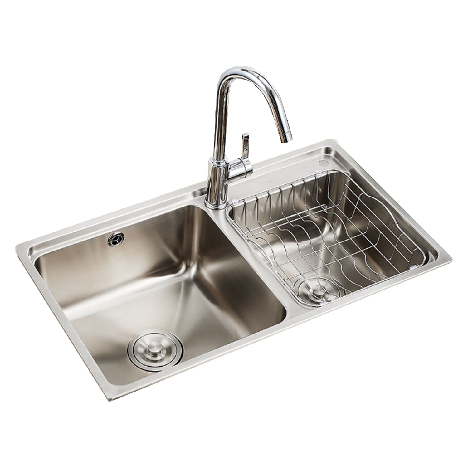 Stainless Steel Kitchen Double Sink Drop-In Kitchen Sink with Drain Assembly
