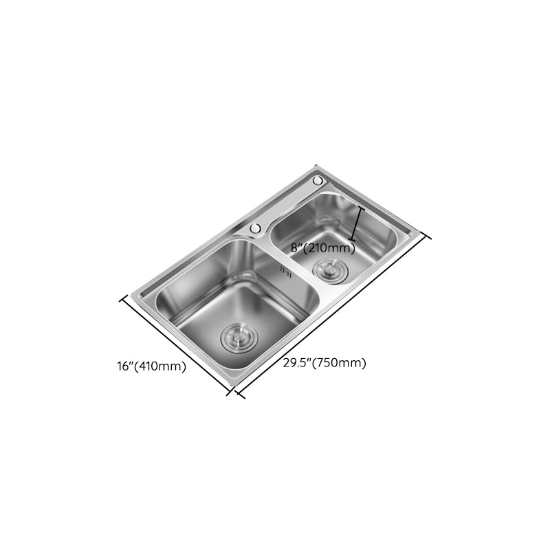 Contemporary Style Kitchen Sink Stainless Steel Kitchen Double Sink with Soundproofing