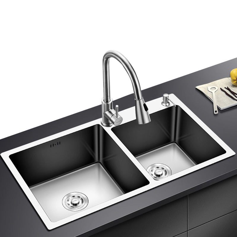 Modern Style Kitchen Sink Drop-In Kitchen Double Sink with Soundproofing