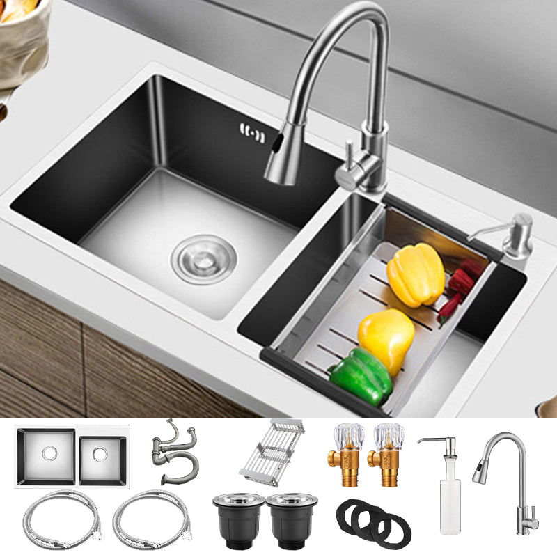 Modern Style Kitchen Sink Drop-In Kitchen Double Sink with Soundproofing