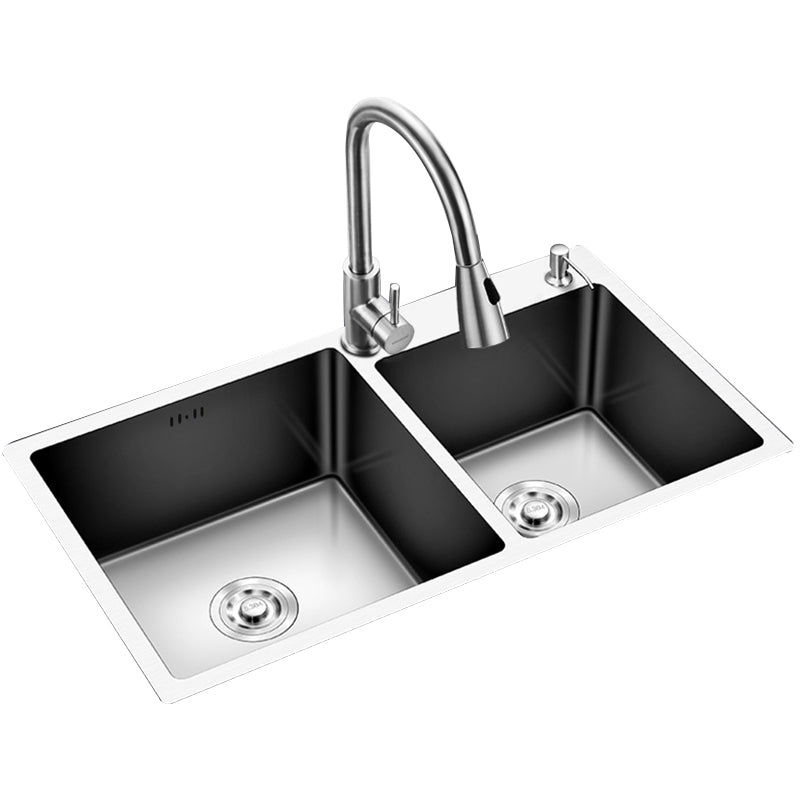 Modern Style Kitchen Sink Drop-In Kitchen Double Sink with Soundproofing