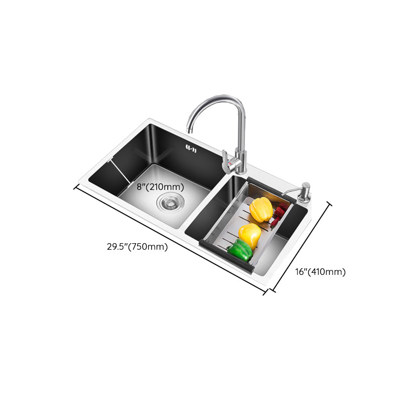 Modern Style Kitchen Sink Drop-In Kitchen Double Sink with Soundproofing