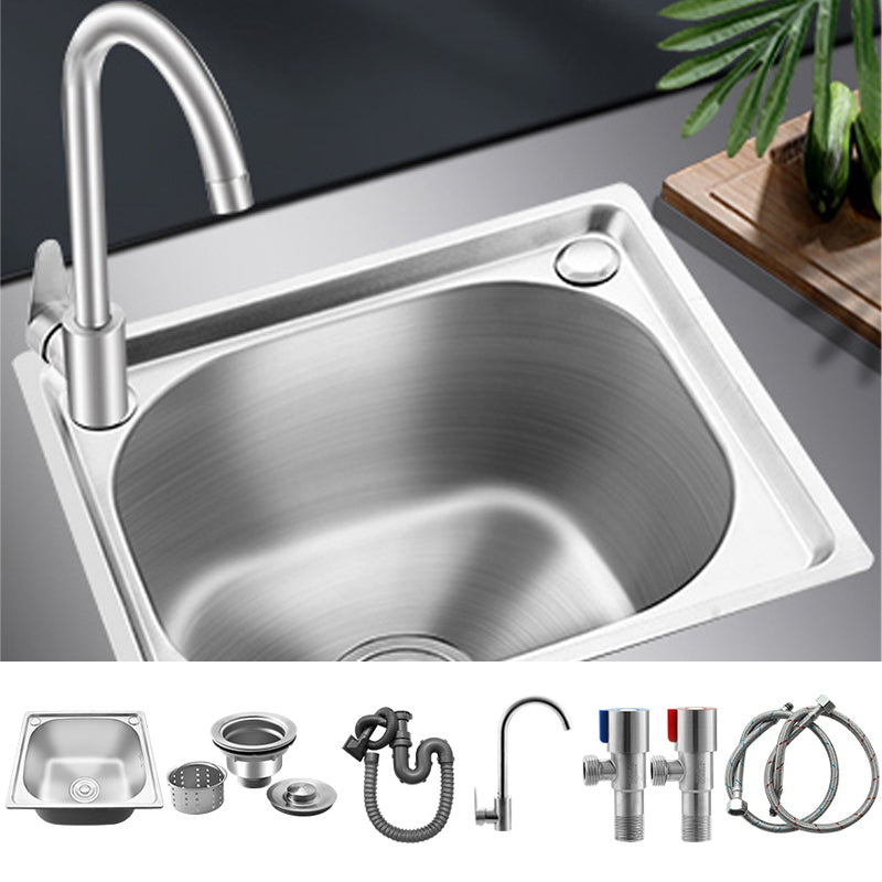 Modern Bar Prep Sink Stainless Steel with Faucet Workstation Ledge