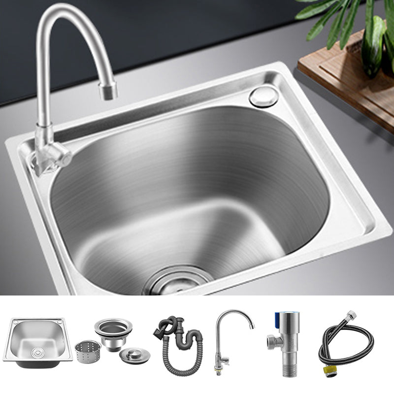 Modern Bar Prep Sink Stainless Steel with Faucet Workstation Ledge