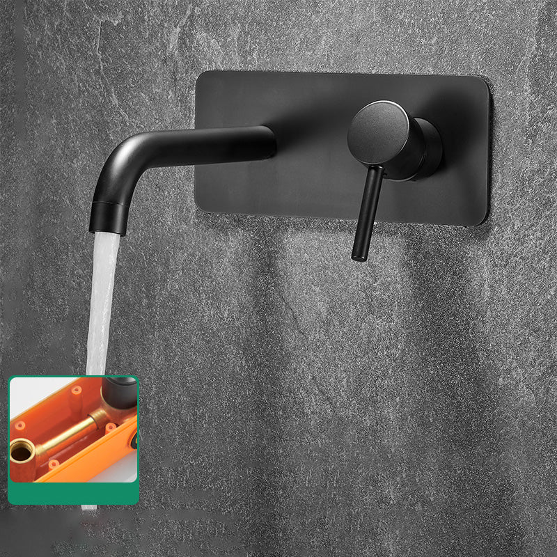 Modern Widespread Wall Mounted Bathroom Sink Faucet Lever Handle Low Arc Faucet