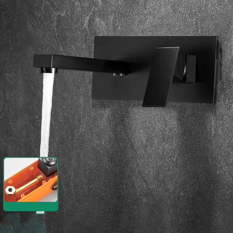 Modern Widespread Wall Mounted Bathroom Sink Faucet Lever Handle Low Arc Faucet