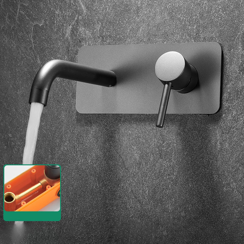 Modern Widespread Wall Mounted Bathroom Sink Faucet Lever Handle Low Arc Faucet