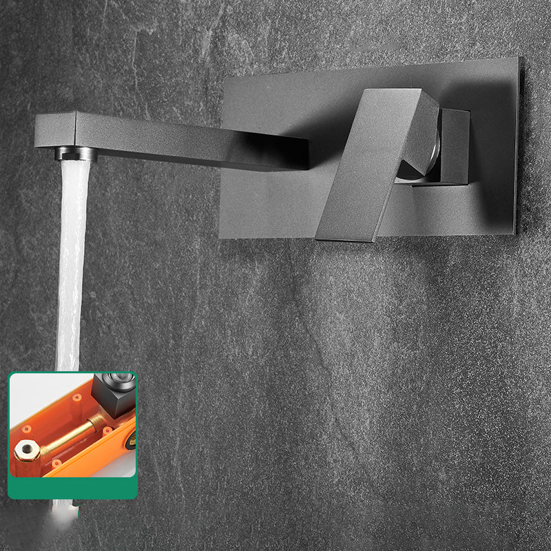 Modern Widespread Wall Mounted Bathroom Sink Faucet Lever Handle Low Arc Faucet