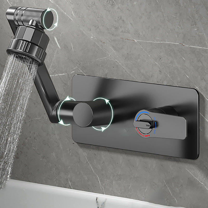 Modern Widespread Wall Mounted Bathroom Sink Faucet Lever Handle Low Arc Faucet