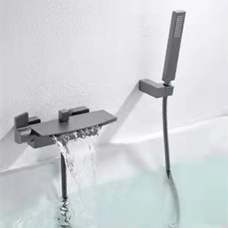 Modern Tub Filler Trim Copper Lever Handles with Hand Shower Wall Mounted Bathroom Faucet