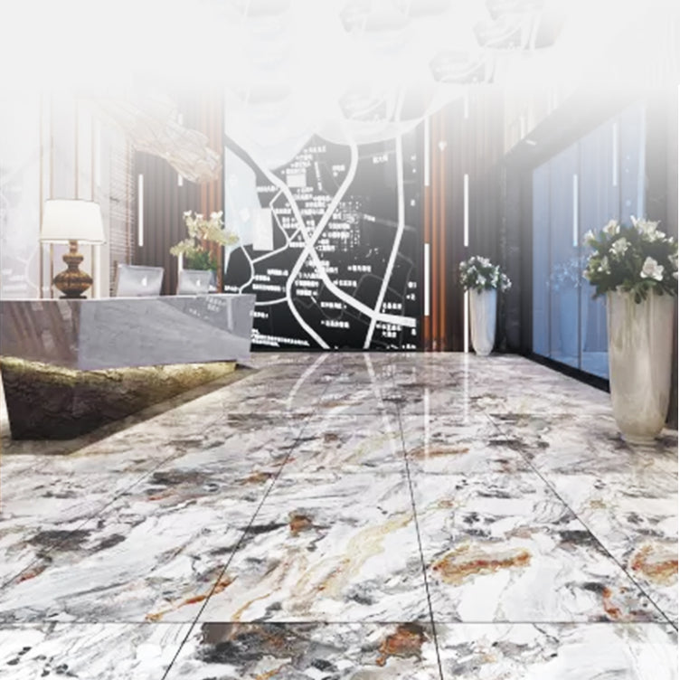 Marble Appearance Singular Tile Mirrored Rectangular Floor Tile