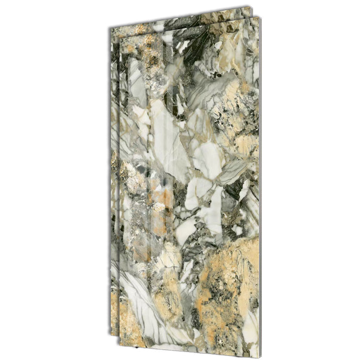 Marble Appearance Singular Tile Mirrored Rectangular Floor Tile