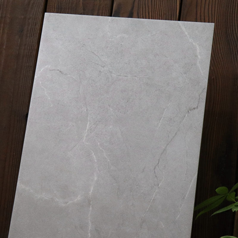 Gray Matte Singular Tile Marble Appearance Straight Edge Rectangular Floor Tile