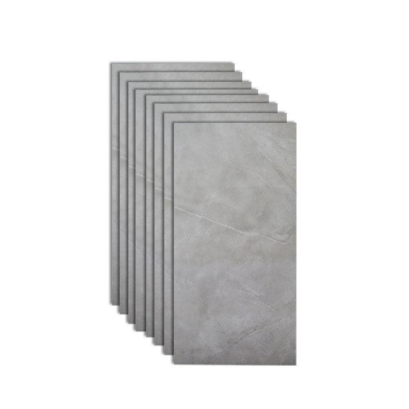 Gray Matte Singular Tile Marble Appearance Straight Edge Rectangular Floor Tile