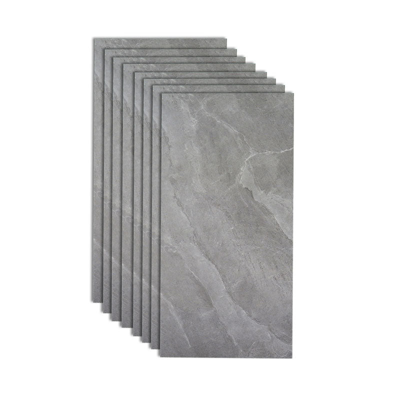 Gray Matte Singular Tile Marble Appearance Straight Edge Rectangular Floor Tile