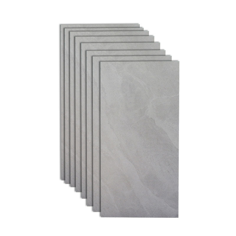 Gray Matte Singular Tile Marble Appearance Straight Edge Rectangular Floor Tile