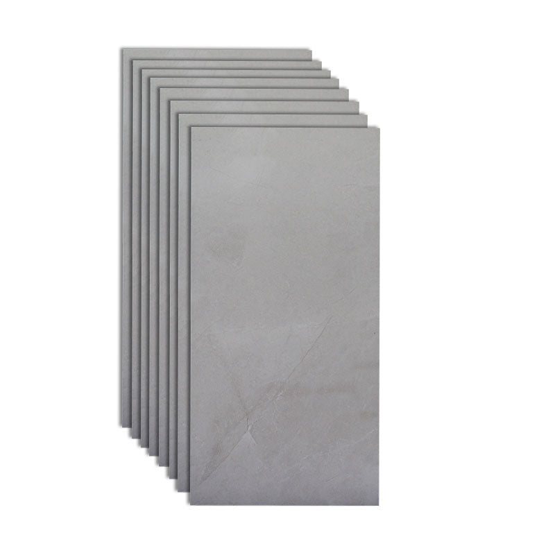 Gray Matte Singular Tile Marble Appearance Straight Edge Rectangular Floor Tile