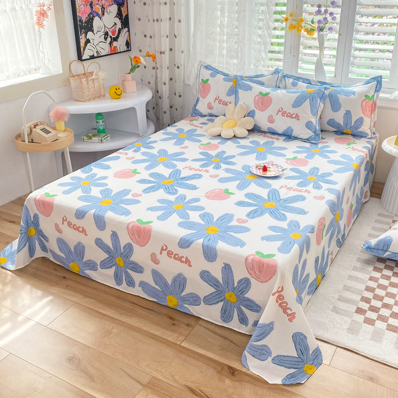 Cotton Bed Sheet Set Floral Modern Breathable Pillowcase For Bedroom