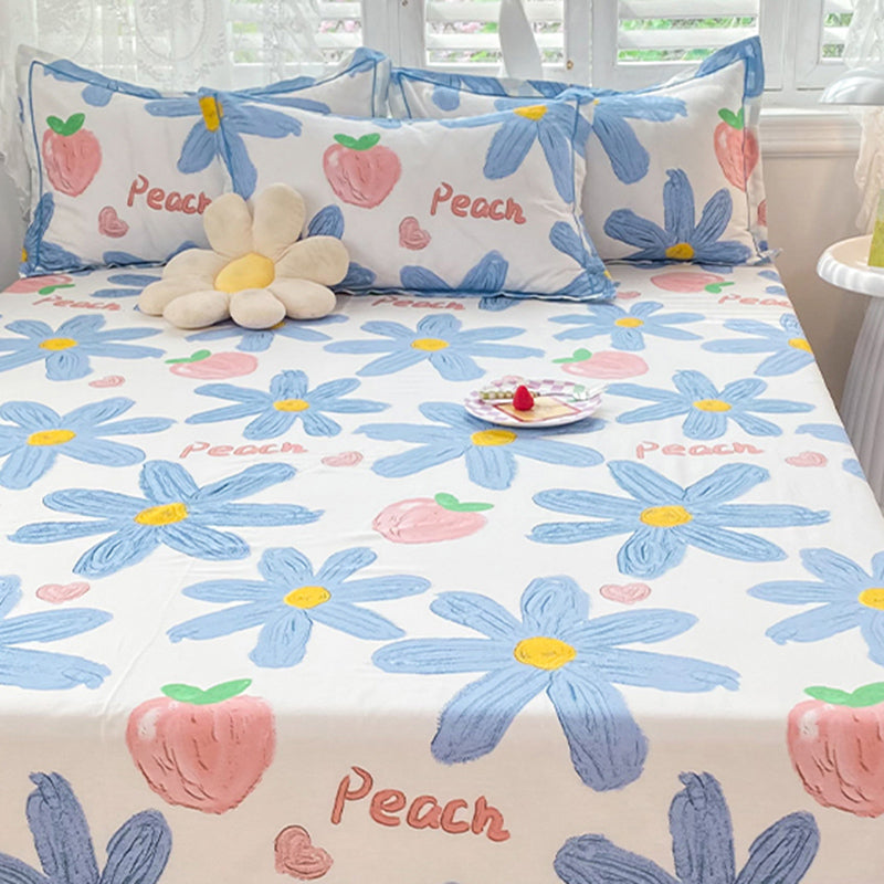 Cotton Bed Sheet Set Floral Modern Breathable Pillowcase For Bedroom