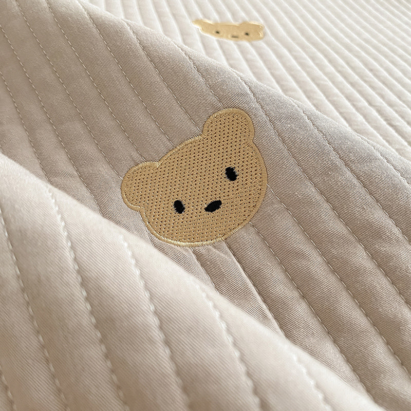 Bed Sheet Bear Head Print Polyester Non-pilling Breathable Bed Sheet Set