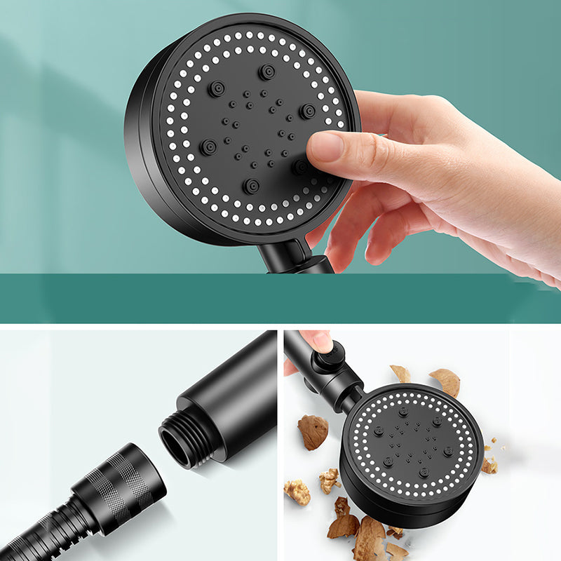 Modern 6 Setting Shower Head Adjustable Spray Pattern Matte Black Round Shower Head