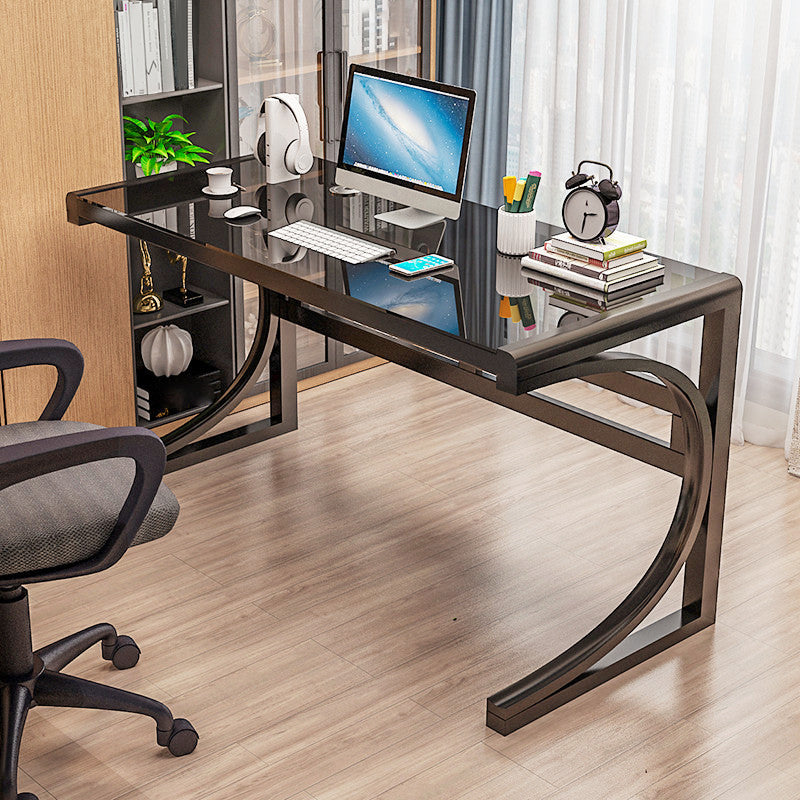 Modern Style Glass Computer Desk Rectangular Shape Task Table with 2-Legs for Home