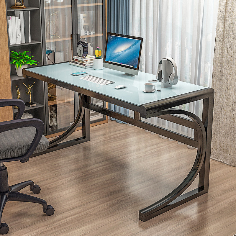 Modern Style Glass Computer Desk Rectangular Shape Task Table with 2-Legs for Home