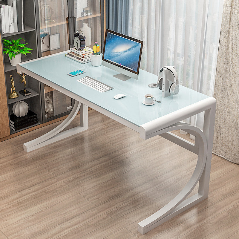 Modern Style Glass Computer Desk Rectangular Shape Task Table with 2-Legs for Home