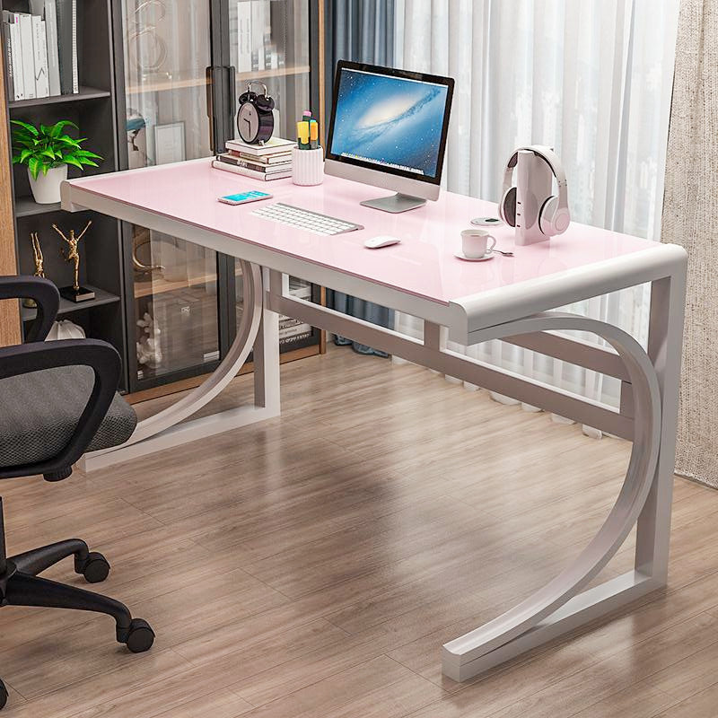 Modern Style Glass Computer Desk Rectangular Shape Task Table with 2-Legs for Home