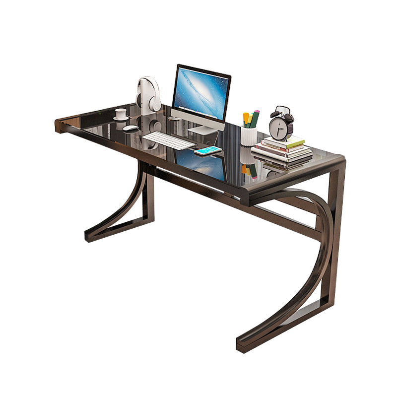 Modern Style Glass Computer Desk Rectangular Shape Task Table with 2-Legs for Home