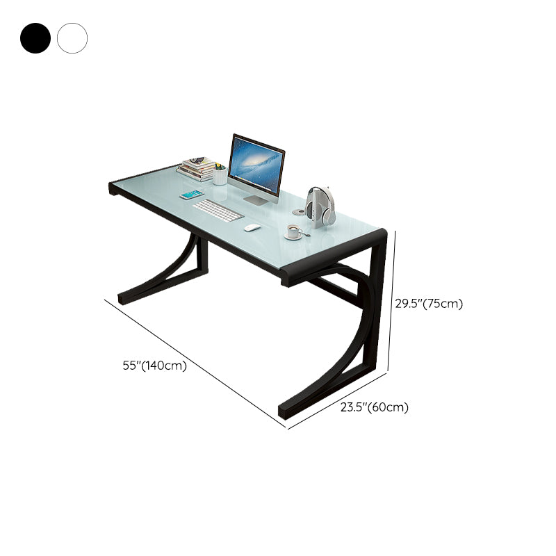 Modern Style Glass Computer Desk Rectangular Shape Task Table with 2-Legs for Home