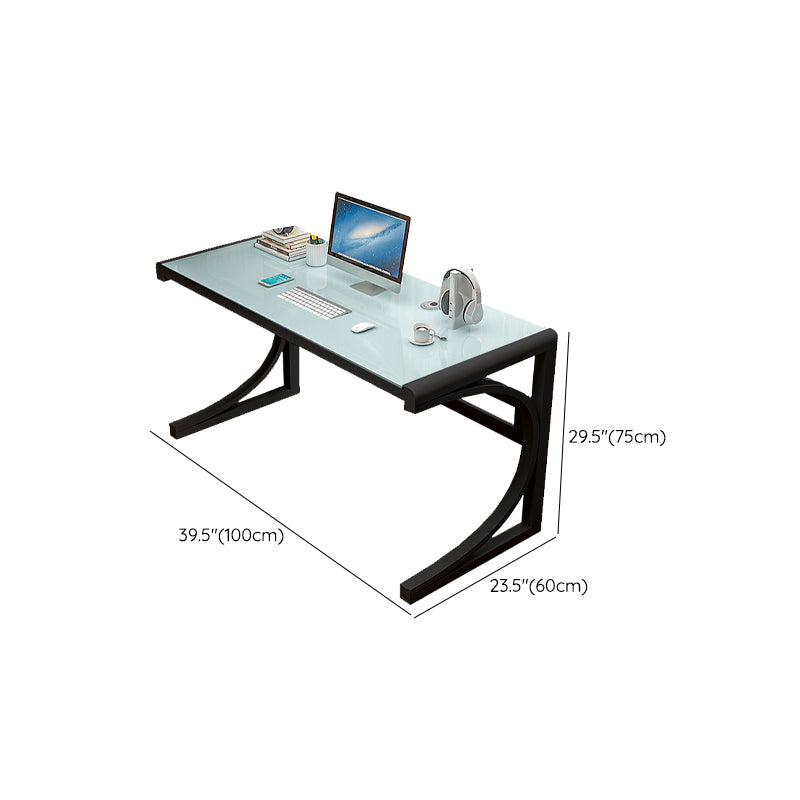 Modern Style Glass Computer Desk Rectangular Shape Task Table with 2-Legs for Home