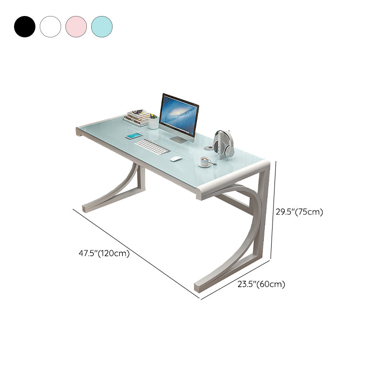 Modern Style Glass Computer Desk Rectangular Shape Task Table with 2-Legs for Home