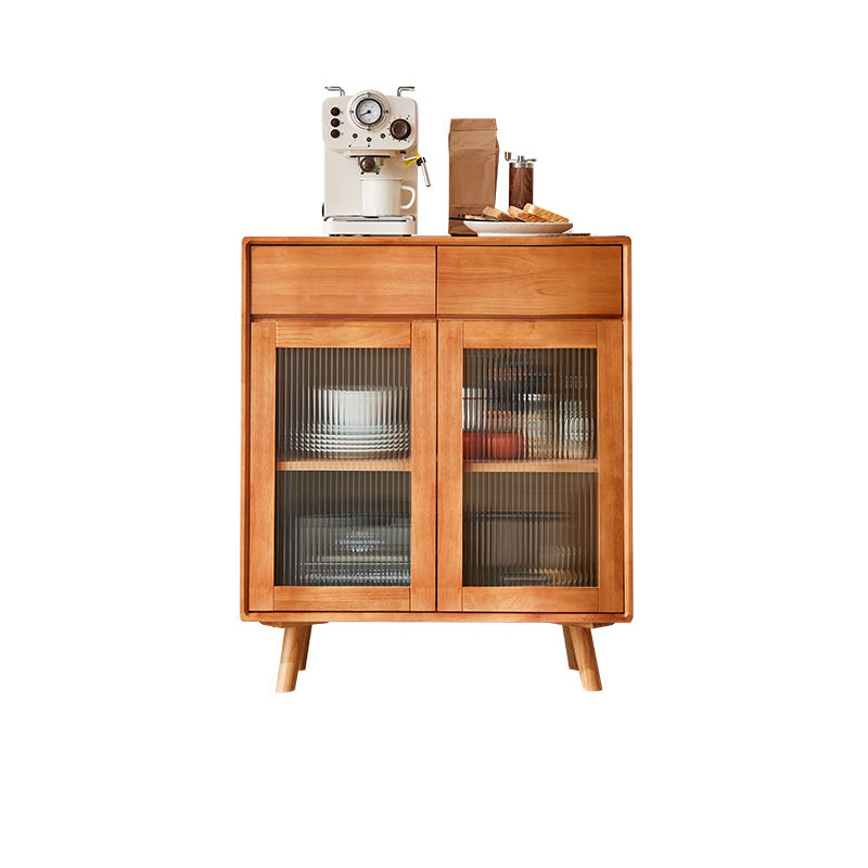 Contemporary Display Stand Rubber Wood Storage Cabinet for Dining Room