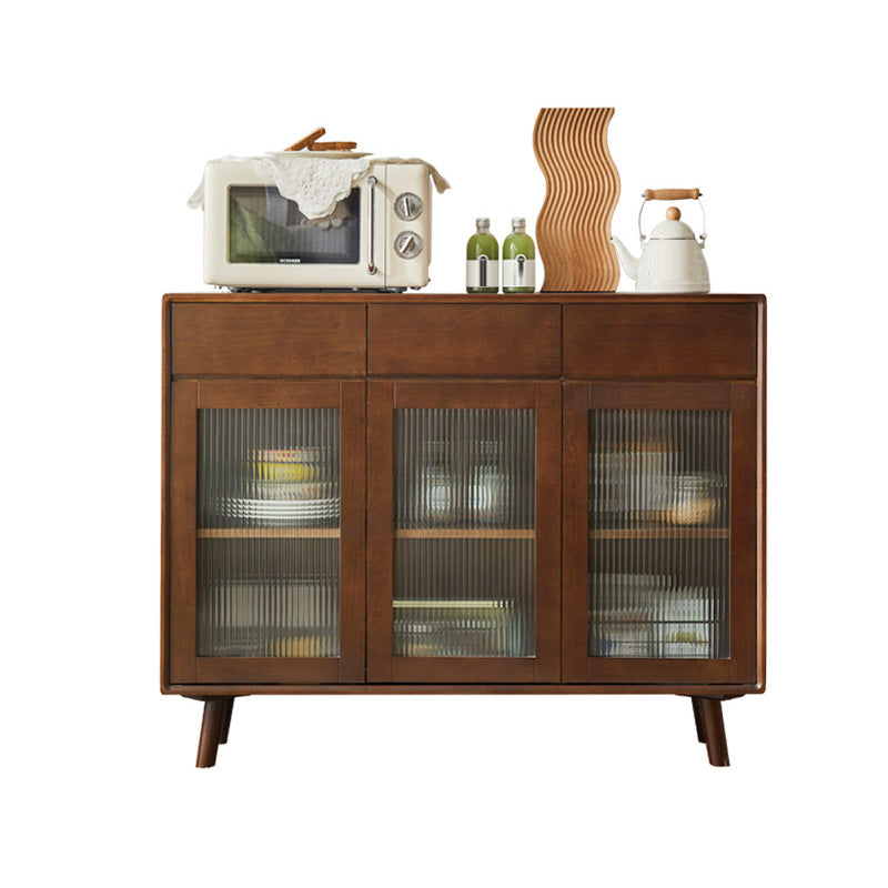 Contemporary Display Stand Rubber Wood Storage Cabinet for Dining Room